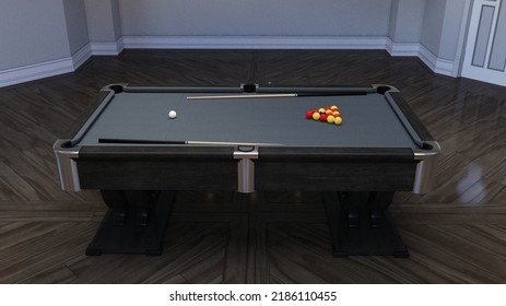 Luxury Pool Table. 3d Illustration.