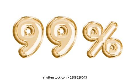 Luxury Realistic 3d Illustration Gold Helium Balloons With Clipping Path . Mock Up Balloon Foil  99 % Off Discount Promotion Sale For Texture Selling Poster, Banner, Discount, Ads. Voucher .