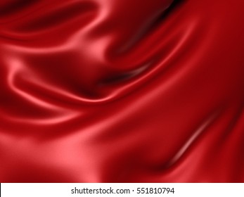 Luxury Red Satin Cloth Abstract Background. 3d Render Illustration