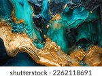luxury resin abstract art , alcohol ink abstract blue gold background, hand painted liquid ink gold splashes effect.