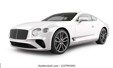 Luxury Sports Car 3D Rendering Isolated On White