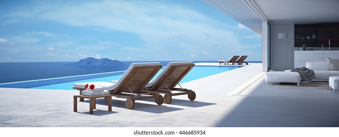 luxury swimming pool. 3d rendering - Powered by Shutterstock