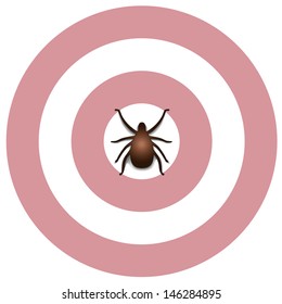 Lyme Disease, Bulls Eye Rash, Tick Insect, Graphic Illustration Isolated On White.