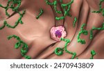 Lyme disease virus attack on immune cells 3D Illustration