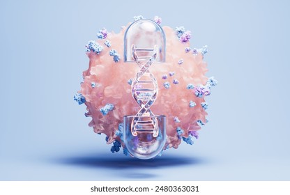 Lymphocytes and biomedical concept, 3d rendering. 3D illustration.