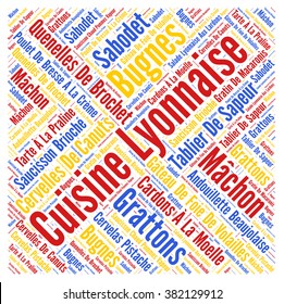 Lyonnaise Cuisine From Lyon In France Word Cloud Concept