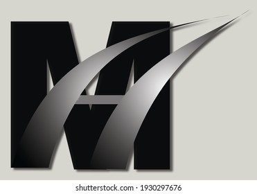 M A Logo.Black And White Gradiant Style,