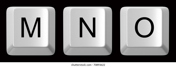 M, N, O white computer keys alphabet