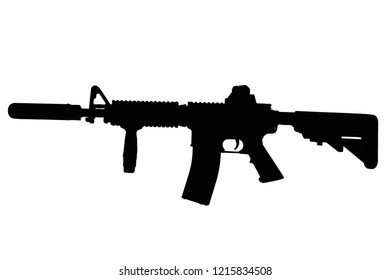 M4 with suppressor - special forces rifle black silhouette