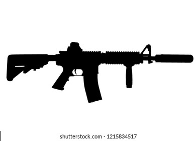M4 with suppressor - special forces rifle black silhouette