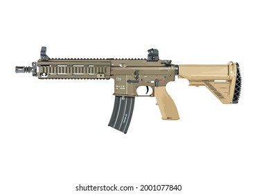 M416 carbine isolated on white background, Special forces rifle M4 airsoft