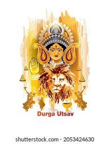 Maa Durga Puja Background Navratri Festival Stock Illustration ...