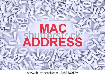 MAC ADDRESS concept scattered binary code 3D illustration