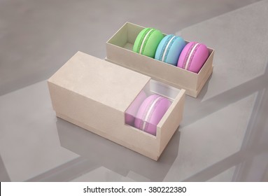 Macaron In The Box 3D Rendering