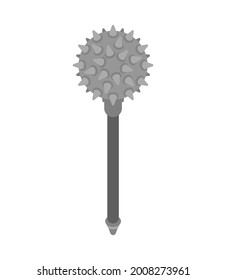 Mace Weapon Morgenstern Isolated. Old Medieval Weapon For Warriors.
