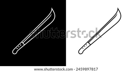 Machete icon. Weapon, knife or sharp blade. Agricultural implement.