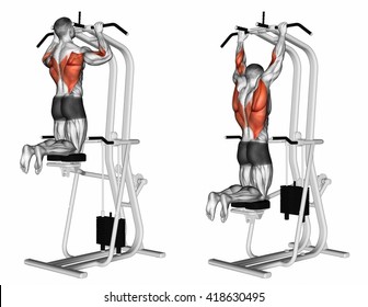 Machine Assisted Pull Up. 3D Illustration