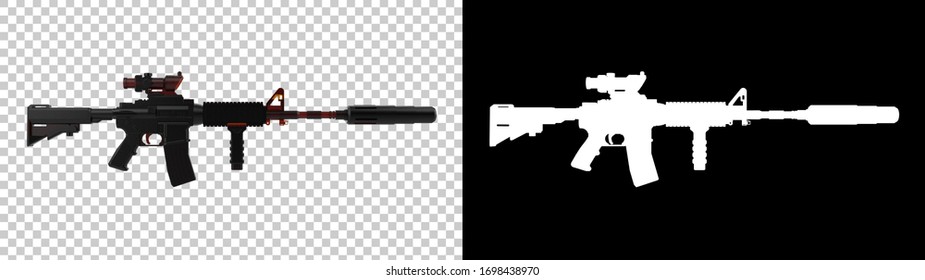 Machine gun isolated on background with mask. 3d rendering - illustration