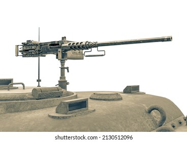 Machine Gun Is Up On Us Army Tank, 3d Illustration