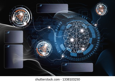 Machine Learning Futuristic Globalization Interface Science 스톡 일러스트 ...