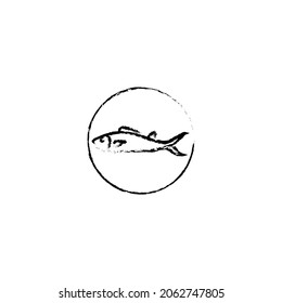 Mackerel fish icon logo symbol illustration silhouette abstract favicon black and white