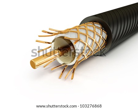 macro cable isolated on a white background