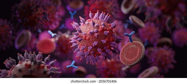 Macro coronavirus(covid-19) cell delta and MU variant of interest(VOI),B.1.621,B.1.1.529,C.37.COVID 19 Delta plus,MU variant,Mutated coronavirus SARS-CoV-2 flu disease pandemic,3D render illustration