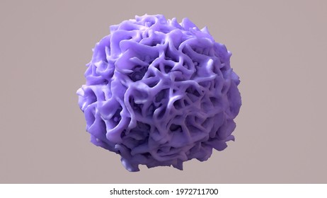Macrophage devouring a cancer cell, immune cells capable of physically ingesting damaged or diseased cells, cancer immunotherapy, 3d illustration