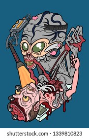 mad alien attack on man