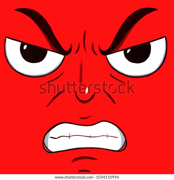 Mad Angry Face Isolated Red Color Stock Illustration 1034110996