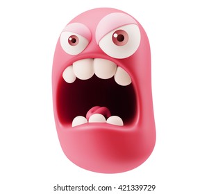 Mad Emoticon Character Face Expression 3d Stock Illustration 421339729