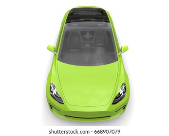 Mad Green Electric Business Car - Top Down View - 3D Illustration