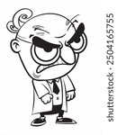 Mad scientist doodle character.Whimsical mad scientist illustration.