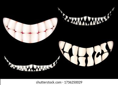 Mad Wide Smiles Set Many Teeth Stock Illustration 1736250029 | Shutterstock