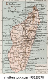 Madagascar Old Map. By Paul Vidal De Lablache, Atlas Classique, Librerie Colin, Paris, 1894 (first Edition)