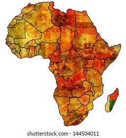 Ilustrasi Stok Madagascar On Actual Vintage Political Map 144504011 ...