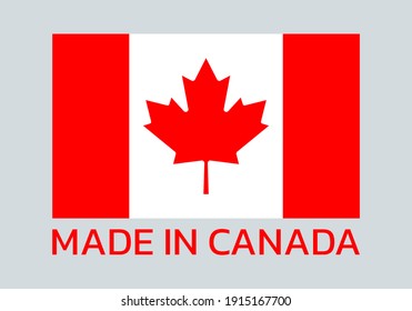 Made In Canada Icon Or Logo With Canadian Flag With Maple Leaf. 