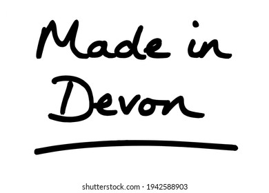 Made in Devon, handwritten on a white background.