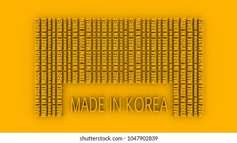 Made in Korea bar code. Lines consist of words. 3D rendering