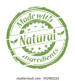 Made With Natural Ingredients Grunge Stamp.