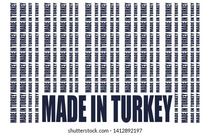 Made in Turkey in bar code. Lines consist of same words