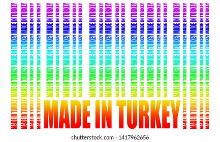 Made in Turkey in bar code. Lines consist of same words