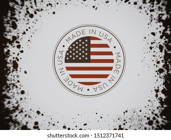 Made In USA Flag Icon On A Dirty Metal Background.