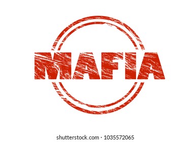 Mafia Red Vintage Rubber Stamp Isolated On White Background