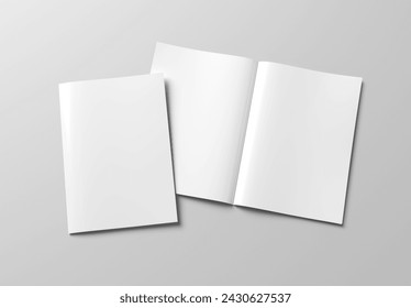 Magazine cover and open magazine mockup on white background. Empty brochure template on blank surface. 3D rendering - Powered by Shutterstock