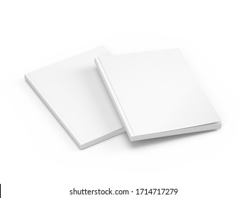 Magazine pair - Blank White Cover Of Magazine isolated on white background. Mock Up Template of magazine, book, brochure, booklet. 3d rendering