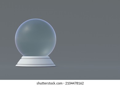 Magic ball. Predicting the future. Astrological forecast. Black, white magic. Empty glass sphere for predictions on gray background. Copy space. 3d render