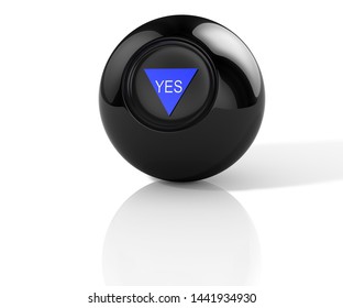  Magic ball with prediction Yes. 3D Illustration