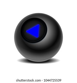 The magic ball of predictions for decision-making. Realistic black Eight Ball isolated on a white background.