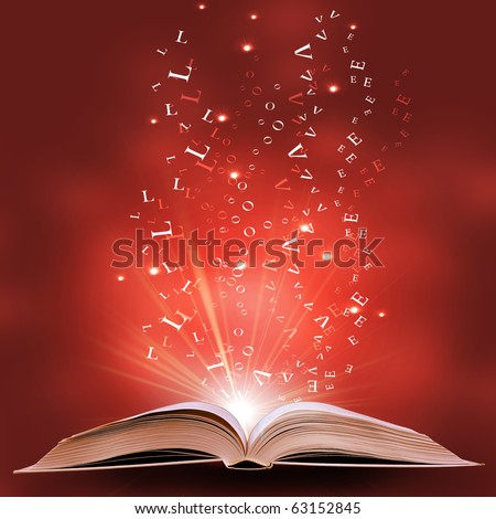 magic book on a  background with the lines and lights